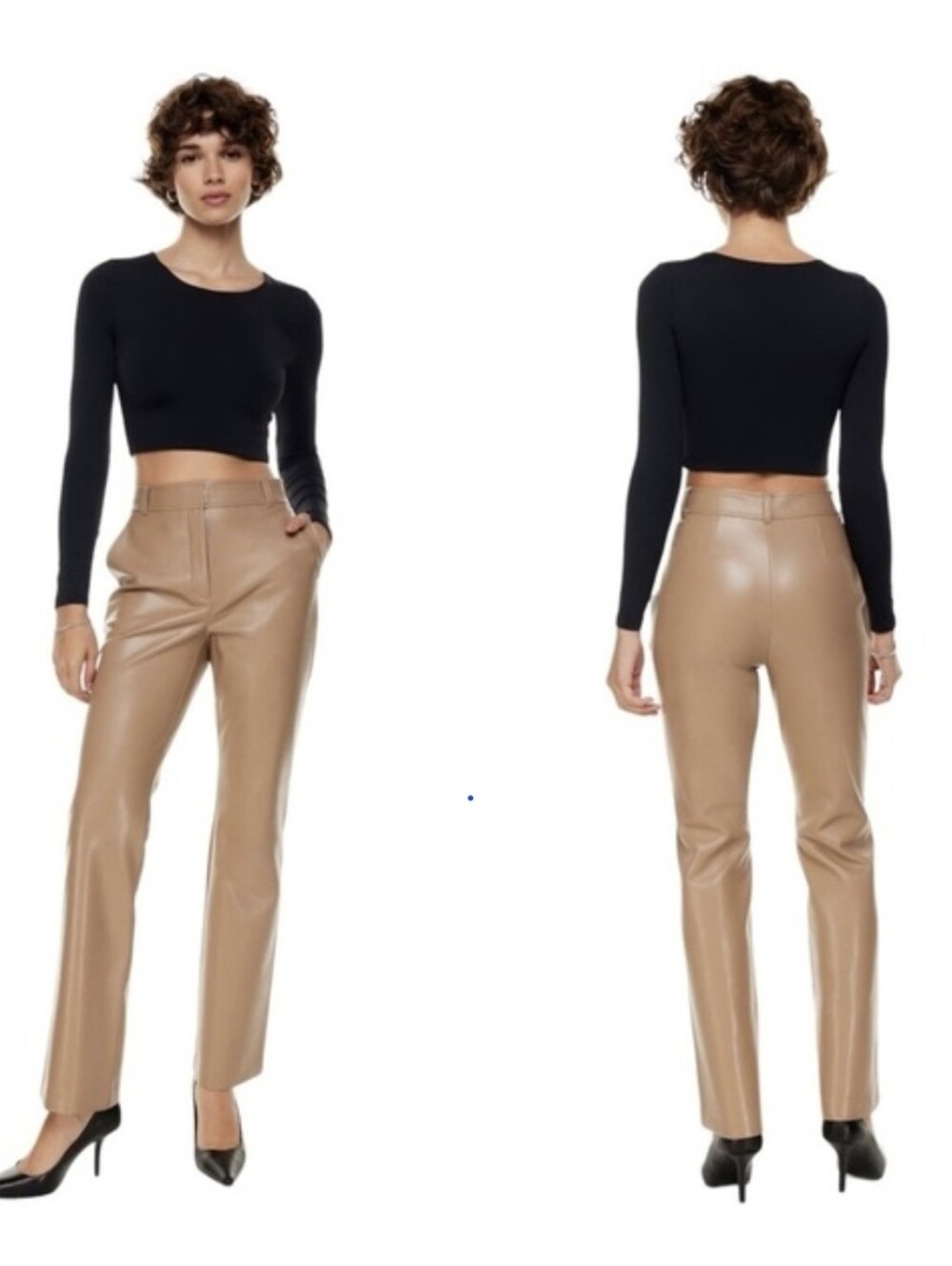 Aritzia Babaton Tan Vegan Leather Trousers